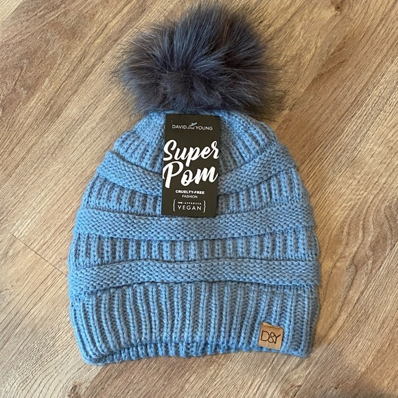 Super Pom Accessories - Blue Beanie